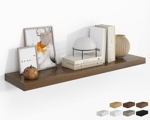 RICHFOCUS Long Floating Shelves for Wall 1Pack, Walnut, 48" Lx8 D by RICHFOCUS
