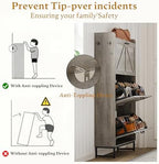 Wodeer Shoe Cabinet Storage for Entryway, Shoe Storage Cabinet with 4 Flip Drawers, Freestanding Narrow Shoe Rack Organizer with Metal Legs, Adjustable Shelves & Open Storage for Foyer, Hallway, White - Image 7