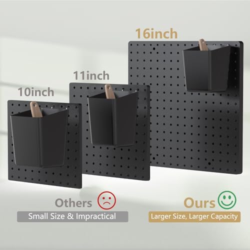 FZK Modular Plastic Peg Board Wall Organizer Kit, 16x16, Black - Image 4