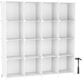Neprock 16 Cubby Storage Organizer, Closet Clothes Storage Organizer, Cube Shelves Closet Organizers and Storage Shelves for Clothing Storage with Hammer, Bookshelf for Kids (White) by Neprock