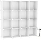 Neprock 16 Cubby Storage Organizer, Closet Clothes Storage Organizer, Cube Shelves Closet Organizers and Storage Shelves for Clothing Storage with Hammer, Bookshelf for Kids (White) by Neprock