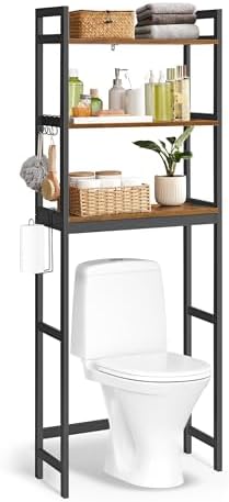 SONGMICS 3-Tier Bamboo Over The Toilet Storage, Adjustable Shelf, 66.9''H by SONGMICSbySONGMICSHOME