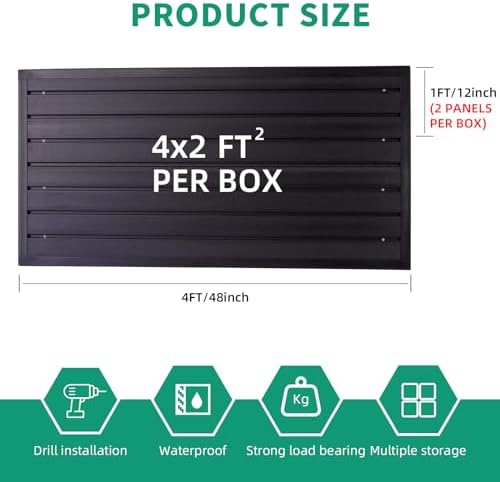 FRAYSCENT Slat Wall Paneling Garage Slat Wall Storage Systems Slatwall Panels Power Tool Organizer Wall Mount, PVC Garage Storage & Organization Products Slate Board (Black, 4ft x 2ft) - Image 3