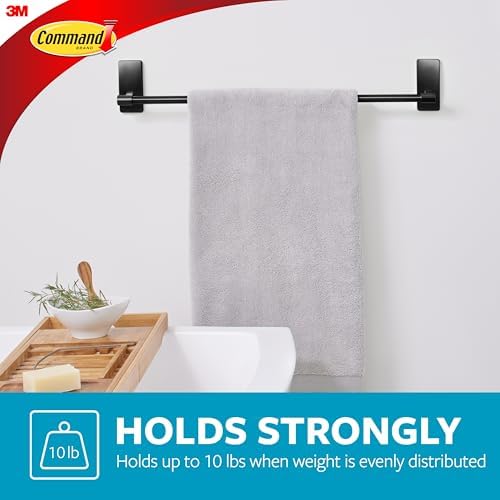Command Bath Towel Bar, Matte Black, 1 Towel Ring, 2 Strips - Image 4