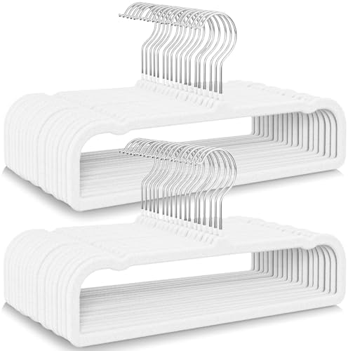 50 Pack Velvet Hangers Non Slip, Felt Pants Hangers Thin Space Saving by Besslly