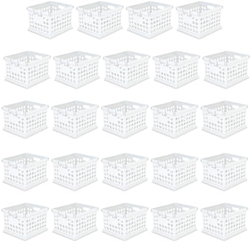 Sterilite Storage Crate Bin File Organizer for Home & Office,White, 24-Pack by Sterilite