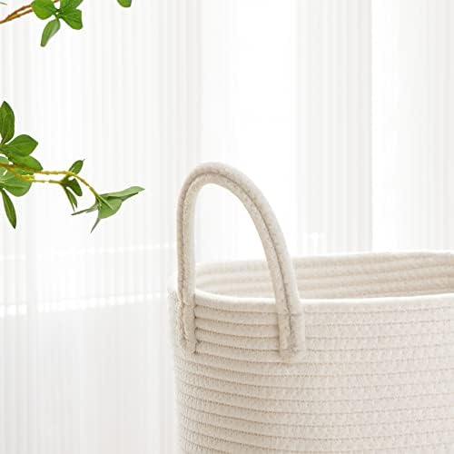 VIPOSCO 58L Tall Woven Laundry Basket Hamper, White - Image 3