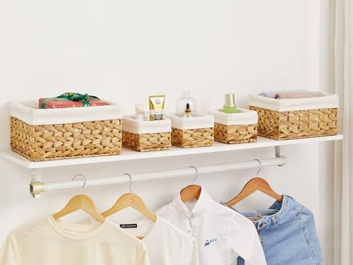 Vagusicc Wicker Storage Basket, 5 Pack Baskets for Organizing, Water Hyacinth Storage Baskets, Rectangular Wicker Baskets for Storage Shelves, Cube Storage Bins For Closet/Clothes/Dresser - Image 5