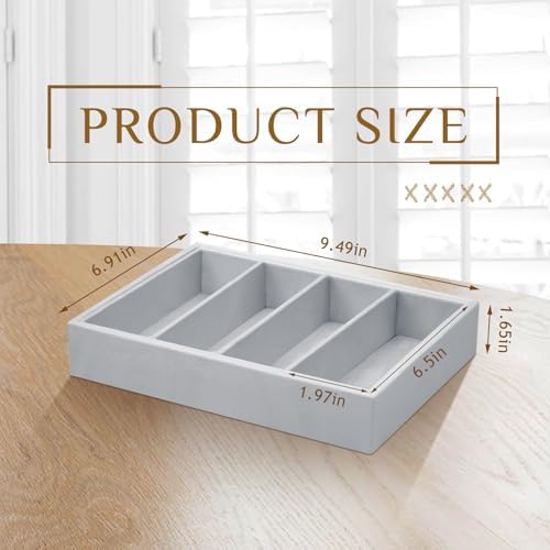 Amylove 4 Pcs Gray Sunglass Organizer Trays 4 Grids Velvet Glasses Holder Jewelry Display Organizer Eyeglasses Storage Box Drawer - Image 2