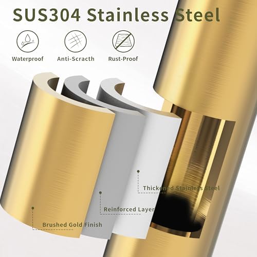 Toilet Paper Holder Stand, Modern Bathroom Free Standing Toilet Paper Roll Holder, Post Pivoting Toilet Paper Stand with Stainless Steel Tissue Rack, Rust-Proof & Heavy Stable Base（Brushed Gold） - Image 6