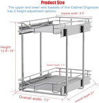 DINDON 2 Tier Pull Out Cabinet Organizer (11" W X 21" D), Double Tier Wire Basket Slide Out Shelf Storage for Kitchen Base Cabinet Organization ​for Kitchen, Pantry, Bathroom, Chrome - Image 2