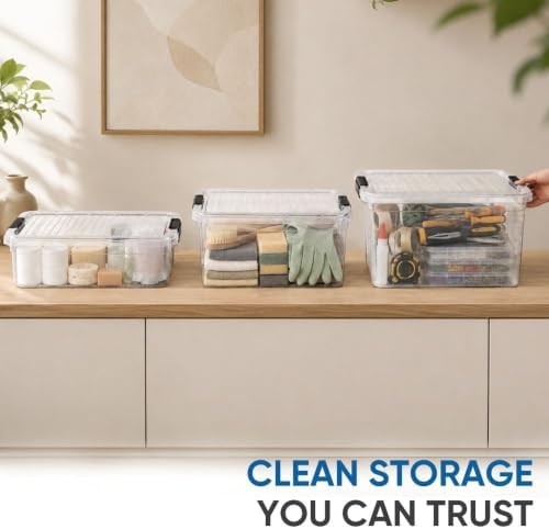 Superio 7.4 Quart Clear Plastic Storage Bin with Lid, Stackable Organizer Box, BPA-Free Storage Container for Home, Garage, School & Office, 1 Pack - Image 5