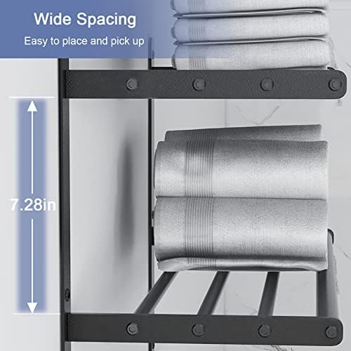 Bethom Bathroom Towel Rack with Bars, 16 Inch Towel Shelf, Matte Black - Image 4