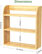 ROMGUAR CRAFT 3 Tier Bamboo Spice Rack Countertop or Wall Mounting, Natural - Image 3
