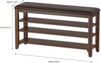 Taitiy Shoe Bench with 3 Tier Adjustable Shelves Rubberwood Entryway 39.4'' - Image 2