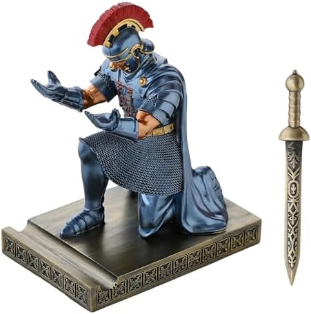 Roman Praetorian Prefect Warrior Knight Pen Holder Desk Ornament Blue - Image 2