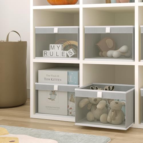 Linen Closet Organizers and Storage, Closet Storage Bins Basket Organizer, Foldable Organization Baskets with Mesh Window for Clothes Towels and Toys, 10.75" x 10.75" x 7.5", Gray, 6 pack - Image 3
