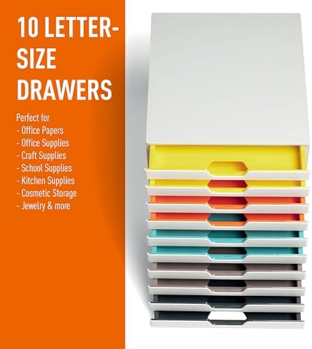 Durable, Varicolor Drawer Organizer, 10 Color Coded Drawers, White - Image 4