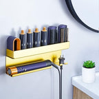 Storage Hair Dryer Holder for Curling Iron Accessories, Hair Tool Organizer Wall Mount, Curling Iron Holder, Bathroom Hair Straightener Holder Stand for Styler Attachments Organizer, Gold - Image 7