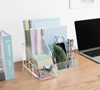 My Space Organizers Clear Acrylic Desk Oganizer, 9 Compartments, Office Supplies and Desk Accessories Organizer, Home Decor Desktop Organizer (Clear) - Image 5
