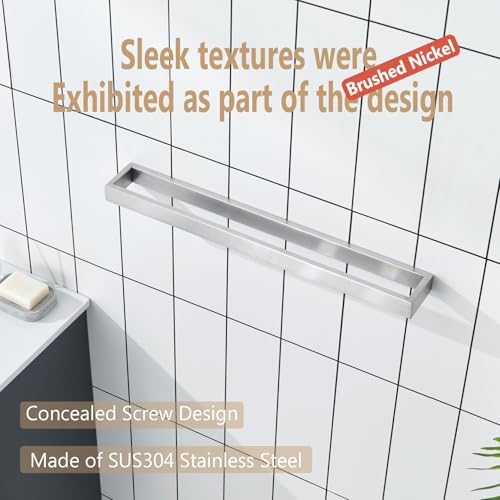 KOKOSIRI Towel Bar Brushed Nickel Bath Towel Hanger Holder 20-Inch Kitchen Rack Stainless Steel for Bathroom Hardware Wall Mount, 1 Pack B4008BR-L20 - Image 5