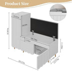 3More L-Shaped Entryway Shoe Bench with Cushioned Seat, White - Image 2