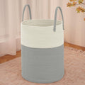 JMvicyroam 60L Cotton Rope Laundry Basket Hamper, White and Grey by JMvicyroam