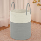 JMvicyroam 60L Cotton Rope Laundry Basket Hamper, White and Grey by JMvicyroam