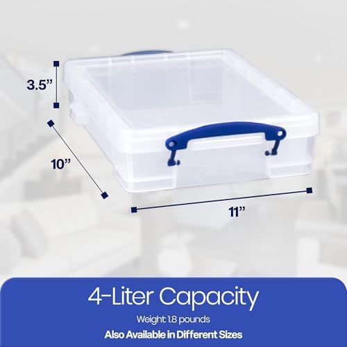 Really Useful Box 4 Liter Plastic Storage File Box Container, 4 Pack - Image 3