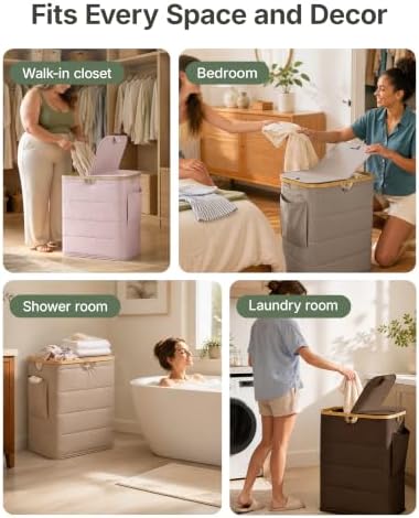 MIZATTO 2 Section Laundry Hamper with Lid, 140L Quilted Puffer Basket - Image 5