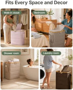 MIZATTO 2 Section Laundry Hamper with Lid, 140L Quilted Puffer Basket - Image 5