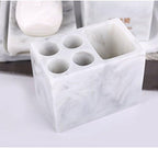 LUANT Resin 5pcs Bathroom Accessory Set - Tumbler, Soap Dish, Liquid Soap Dispenser, Toothbrush Holder,Grey - Image 3