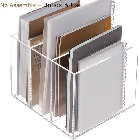 Acrylic Desk File Organizer, 3-Section Vertical File Folder Rack,Clear - Image 4