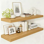 Vivelove 12 Inch Deep Floating Shelves 36” Set of 2, Oak by VIVELOVE