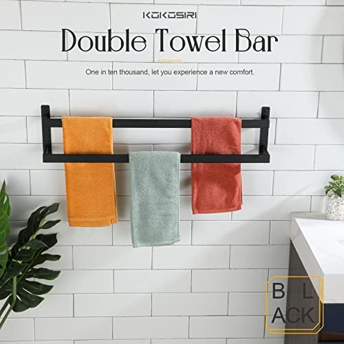 KOKOSIRI Towel Bars Black Bath Towel Holders 32 Inches Bathroom 2-Tiers Ladder Towel Rails Wall Mounted Towels Shelves Rack Stainless Steel, B5008BK-L32 - Image 3