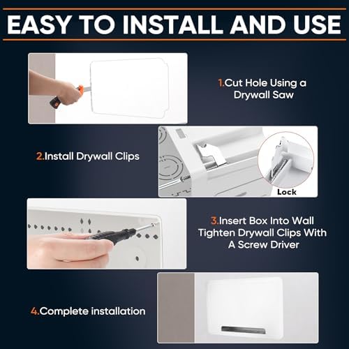 9" in-Wall TV Media Box, Recessed Cable Management Enclosure Fit for Apple & Roku & Fire TV, Seamless Structured Wiring Storage, Clutter-Free Wall Mount AV Solution (Pack of 2) - Image 5