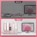 5 Vertical Compartments Magazine File Holder, Metal Binder Organizer, Pink - Image 7
