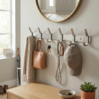Coat Rack Wall Mount – Brushed Nickel 17 Inch Stainless Steel Hook Rail with 6 Heavy Duty Double Coat Hooks – Wall Mounted Coat Hanger for Entryway, Bathroom, Bedroom, Towel, Hat Organizer - 2 Pack - Image 6