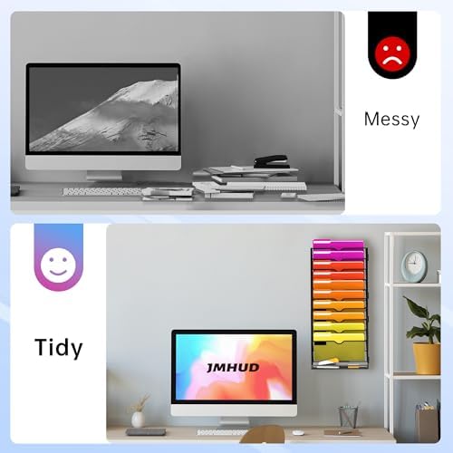 11-Tier Wall File Organizer and Hanging File Organizer with Base, Black - Image 6
