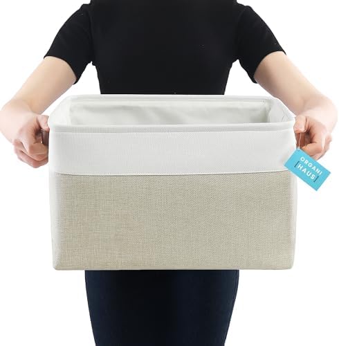 OrganiHaus 16x12.5in Storage Baskets, 3 Pack - Fabric Bins for Shelves - Image 3