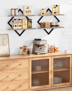 CHOEZON Floating Shelves for Wall, Set of 2 Wall Mounted Shelves, 2-Tier Hanging Shelves, for Living Room, Bedroom, Kitchen, Office, Study, Greige TBJ01P2BG - Image 4