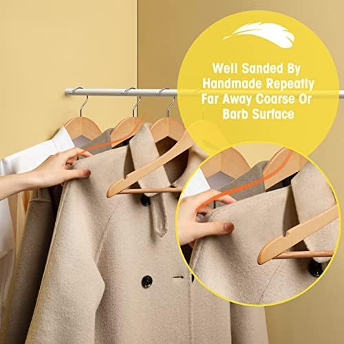 Wooden Hangers 30 Pack,Smooth Finish Wood Clothes Hangers,Natural - Image 3