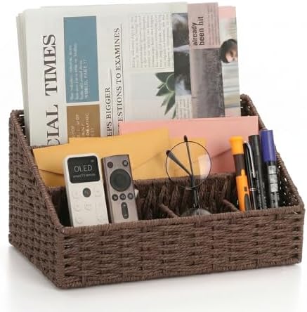 Mail Organizer Countertop, Mail Organizer, Mail Sorters, Magazine File Holder, Desk Organizer and Accessories, Dark Brown - Image 2