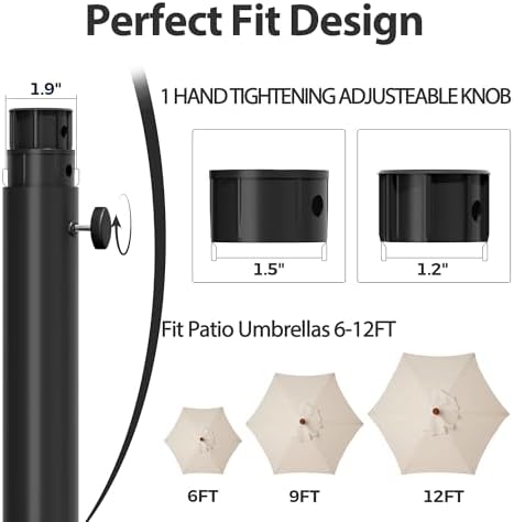 Umbrella Side Table, Umbrella Table with 1.9 Inch Hole, Heavy Duty Umbrella Stand Outdoor Base, Patio Fluted Umbrella Base, Pool Table Umbrella Holder for Deck, Poolside, Garden, Beige - Image 5
