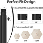 Umbrella Side Table, Umbrella Table with 1.9 Inch Hole, Heavy Duty Umbrella Stand Outdoor Base, Patio Fluted Umbrella Base, Pool Table Umbrella Holder for Deck, Poolside, Garden, Beige - Image 5