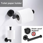 6 Pieces Matte Black Bathroom Hardware Accessories Set Hand Towel Ring 16&23.6 inch Round Towel Bar Silver Toilet Paper Holder Towel Hooks 2 Pieces SUS 304 Stainless Steel,Heavy Duty,Wall Mounted - Image 4