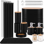 25 PCS Black Bathroom Accessories Set丨Shower Curtain Bathroom Accessory by Viowil