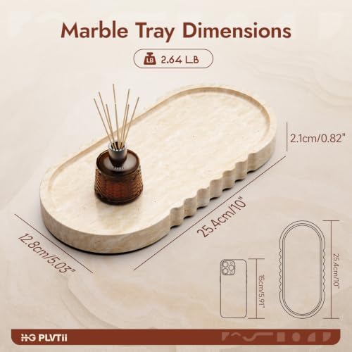Travertine Marble Tray, 10" X 5" Bathroom Tray Countertop - Image 3
