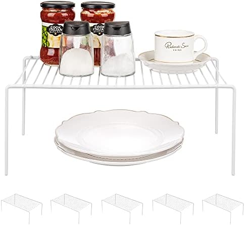 Redrubbit Large (15.7 x 9.4 Inch) Cabinet Storage Shelf Rack, Set of 6, Rustproof, Minimalist, White, Metal Steel, 6 Shelves, Kitchen, Bathroom, Bedroom, Freestanding, No Assembly Required by Redrubbit