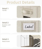 FHSQX 2 Pack Clear Window Storage Bins - Large Stackable Linen Fabric Storage for Clothes Foldable Container Organizer Set with Carrying Handles (Beige, 16.5x 12.2x 12.2Inch) - Image 4
